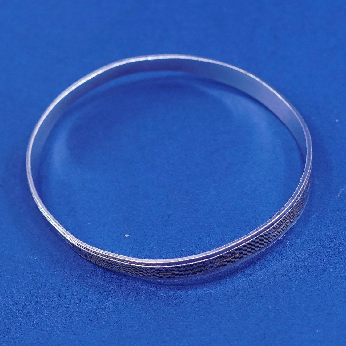 7.25", vtg sterling silver handmade bracelet, 925 textured bangle