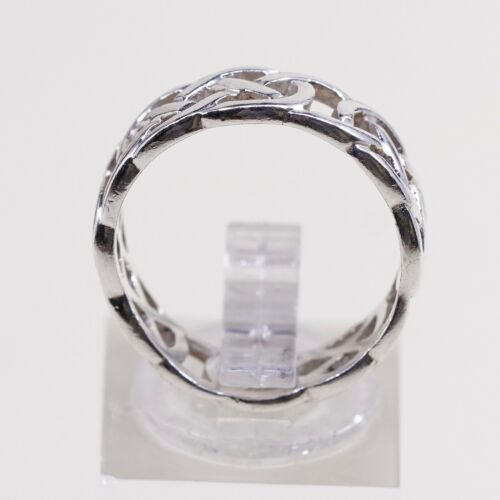 Size 7, Sterling solvar Silver Handmade Ring 925 Band W/ Filigree Woven Braid