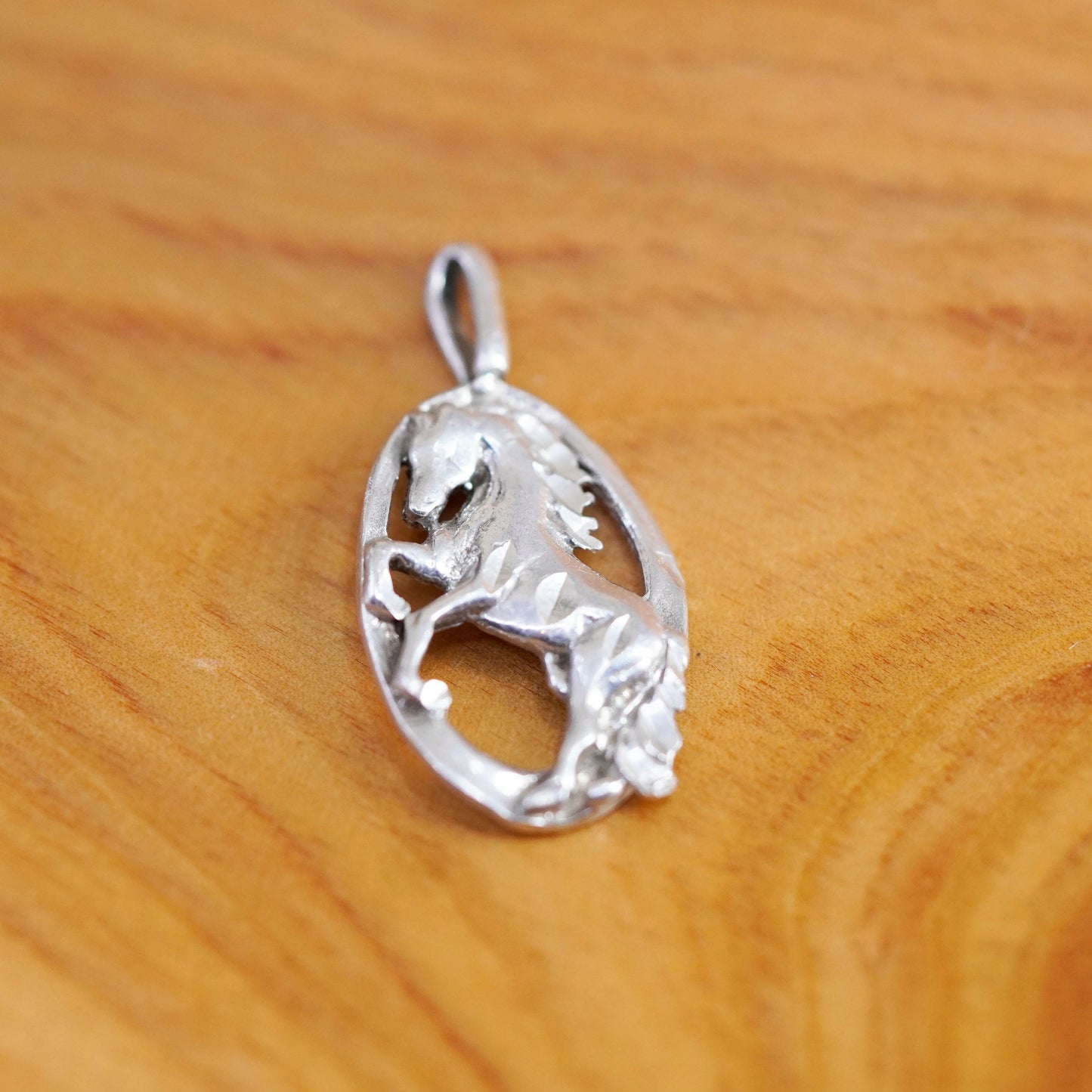 Vintage Sterling 925 silver handmade horse pendant