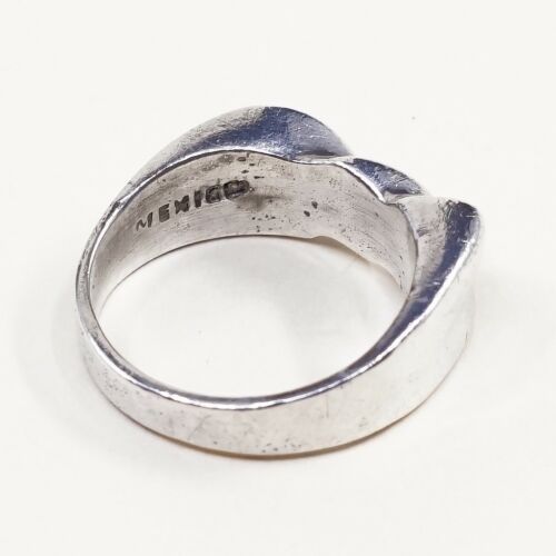 Size 7.25, Vtg Mexico Sterling 925 Silver Handmade Ribbed Ring warrior Band