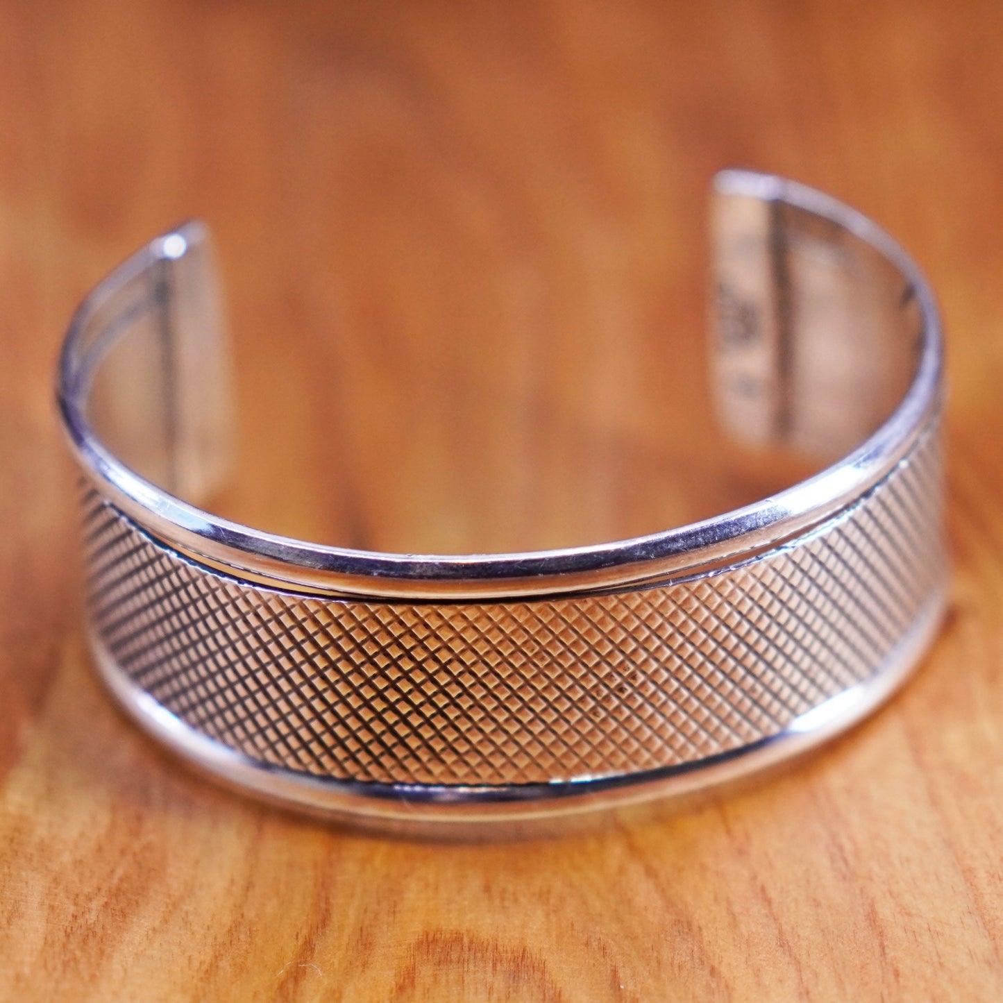 7”, Vintage Mexico Sterling silver handmade bracelet, textured 925 cuff