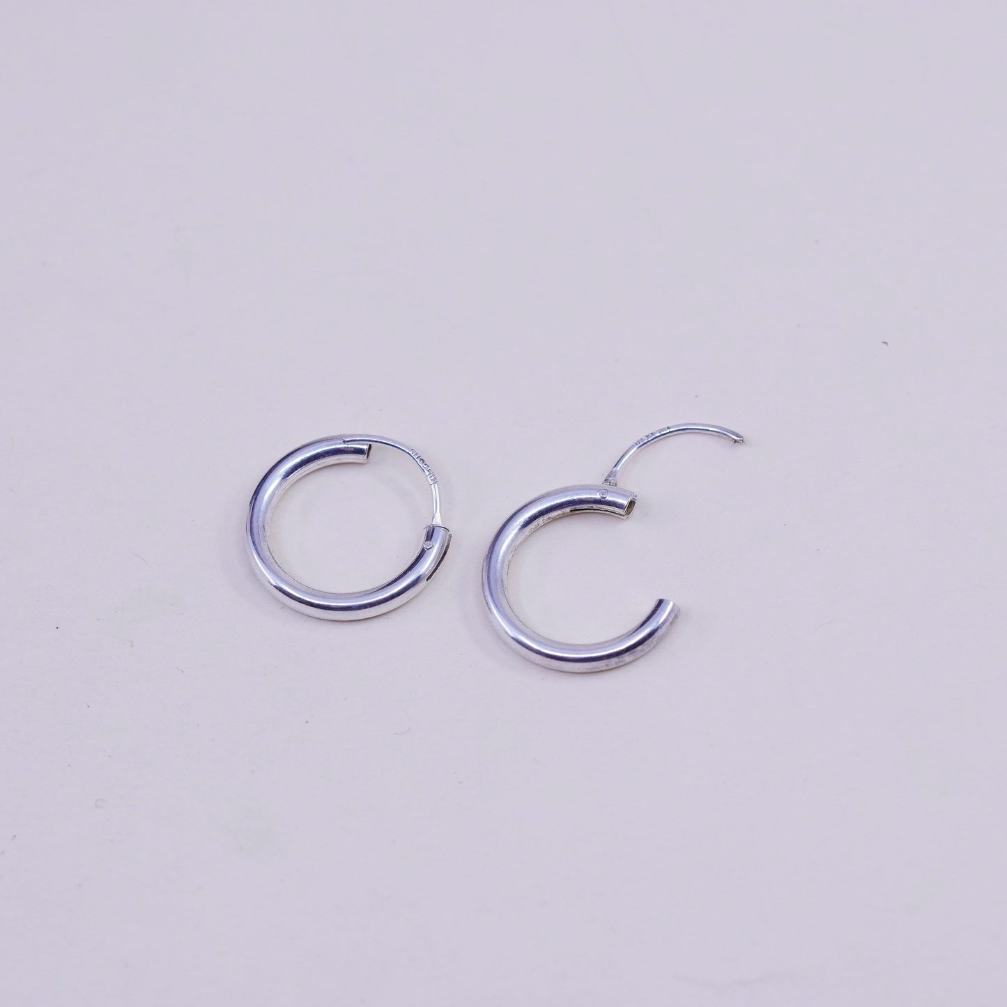 0.5", Vintage sterling silver loop earrings, fashion minimalist, fine 925 silver hoops