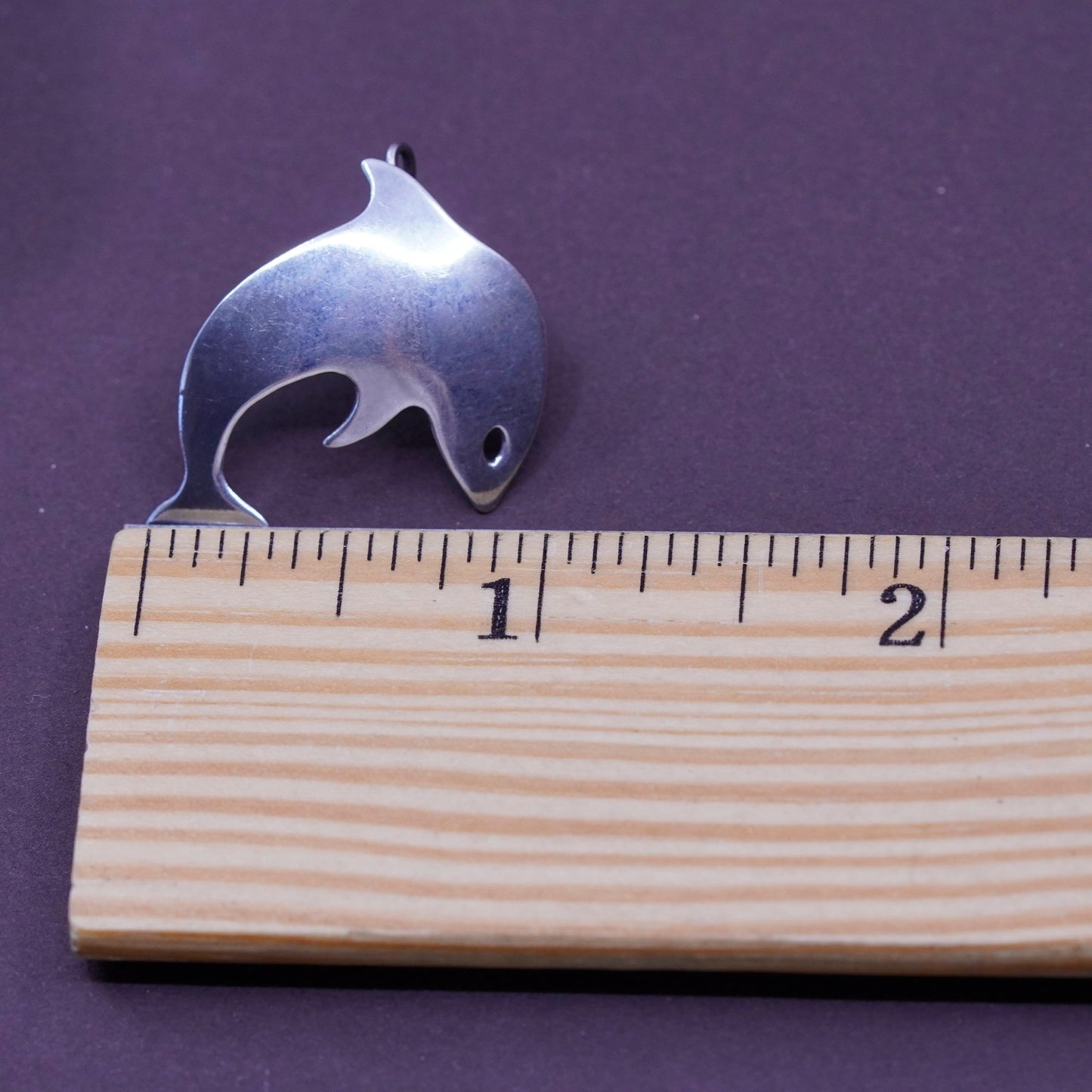 Vintage Sterling silver handmade earrings, 925 dolphin dangles
