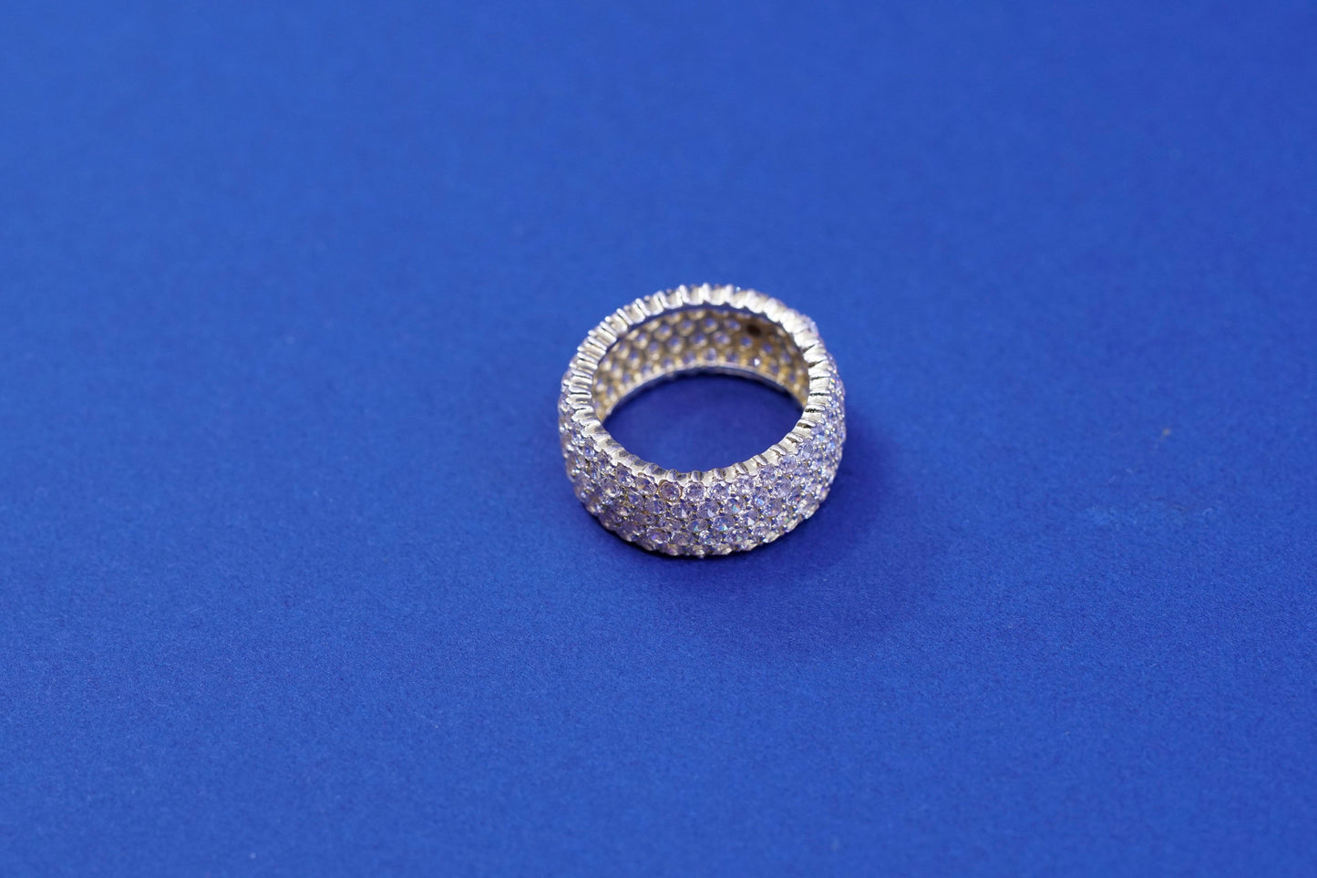 Size 6.75, vtg vermeil gold over Sterling 925 silver ring with cluster crystal