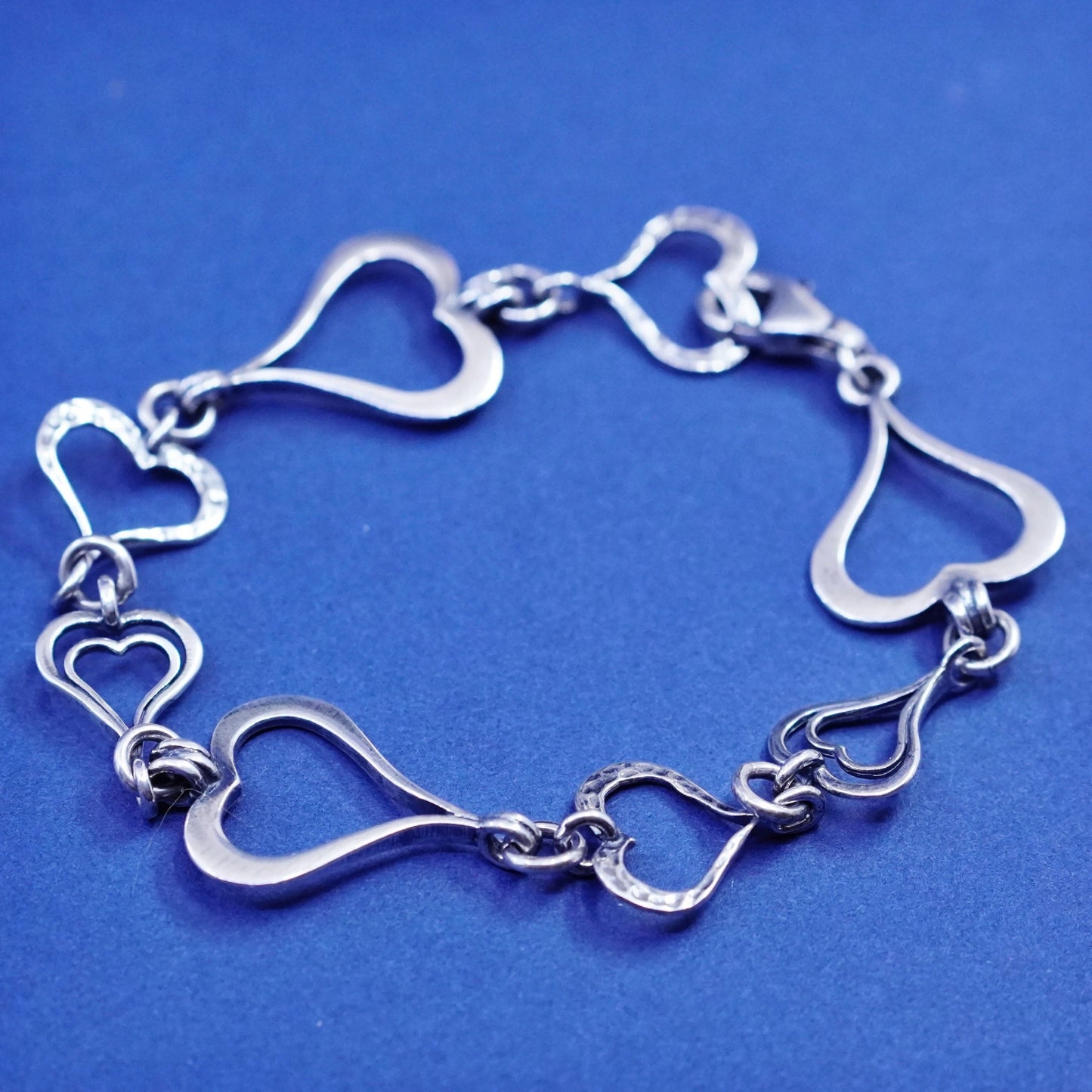 6.75”, SILPADA B1701 Hammered Sterling 925 Silver SPREAD LOVE Heart Bracelet