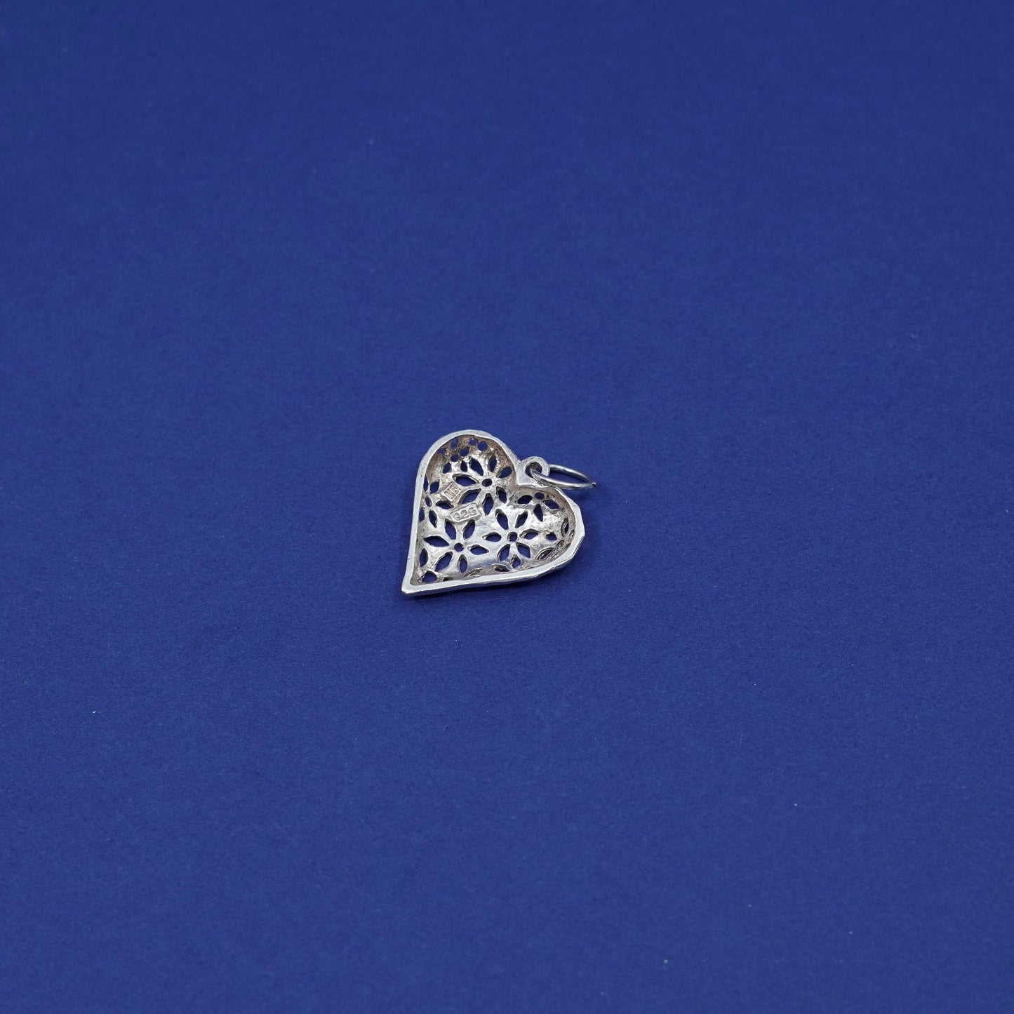 Vintage Sterling silver handmade pendant, 925 filigree heart