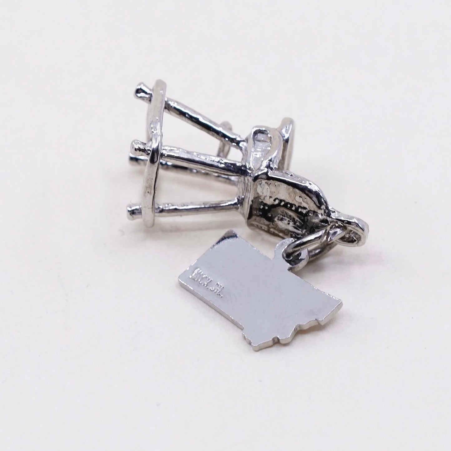 Vintage baby high chair sterling silver handmade pendant, 925 charm