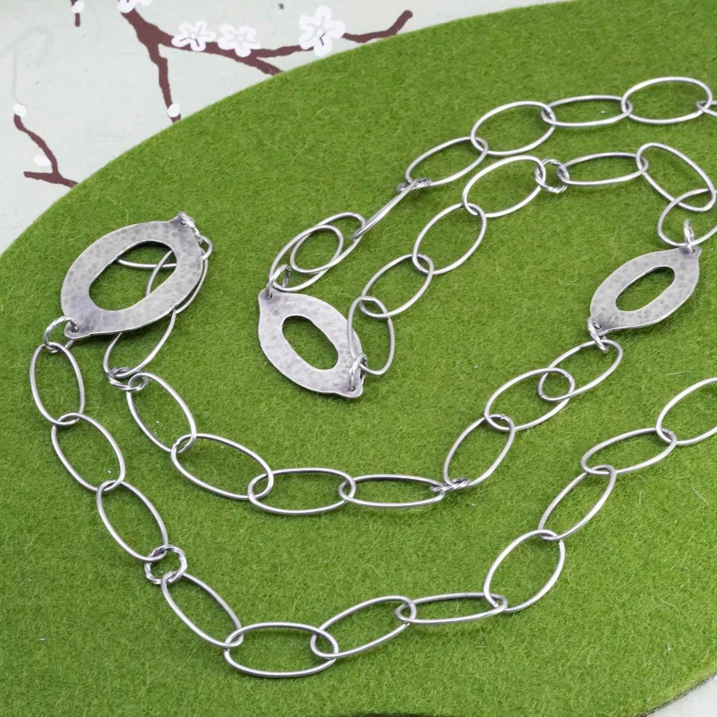 35”, Silpada N1506 925 Sterling Silver Oxidized Hammered extra long Necklace