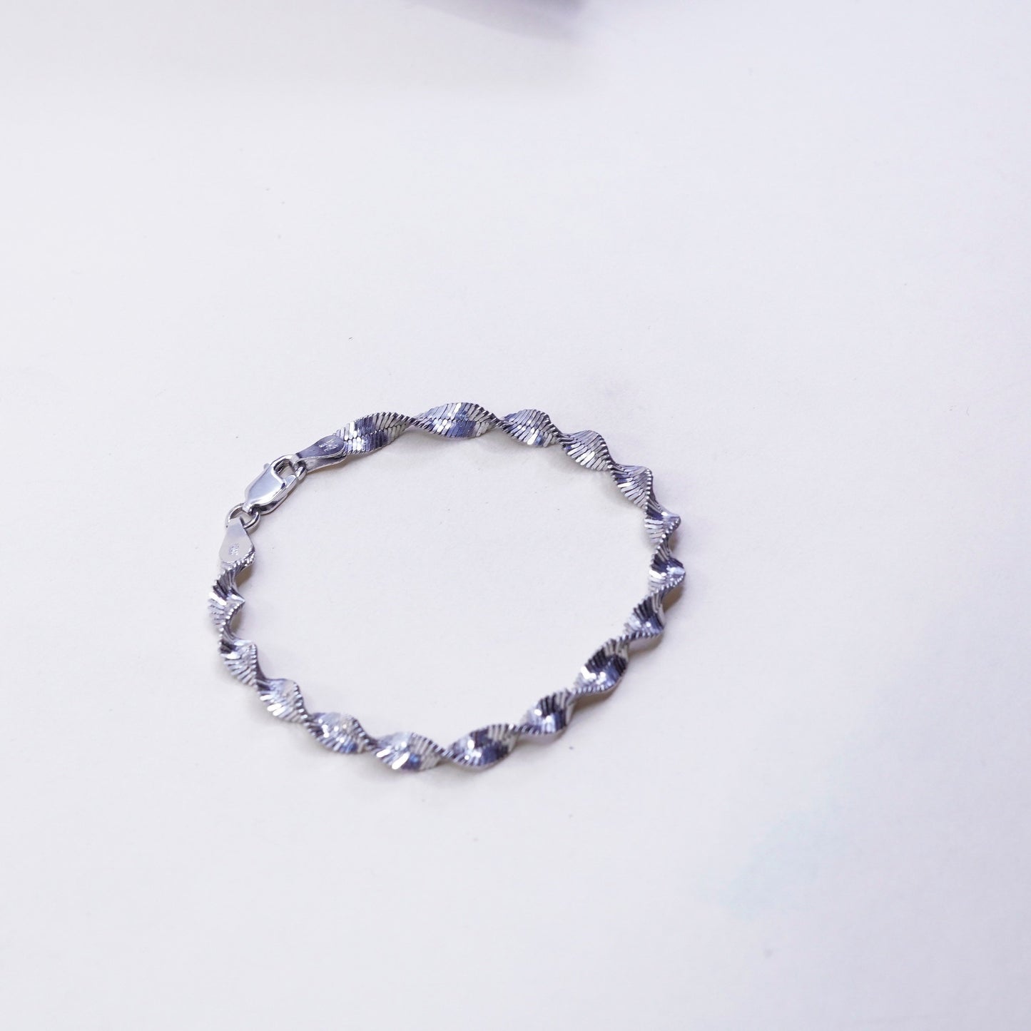6.75”, 5mm, Vintage sterling silver bracelet, twisted curb link bracelet