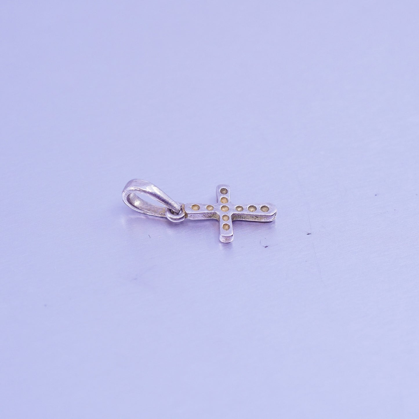 Vintage sterling 925 silver handmade tiny cross pendant
