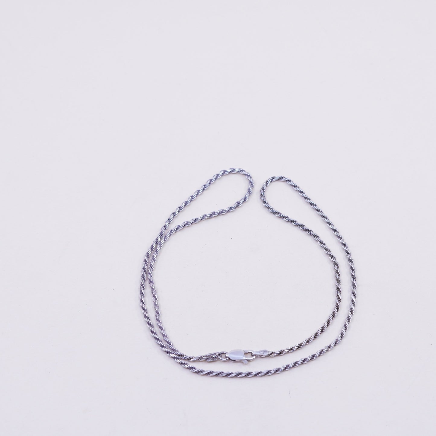 18” 1.6mm, vintage sterling silver necklace, 925 rope chain