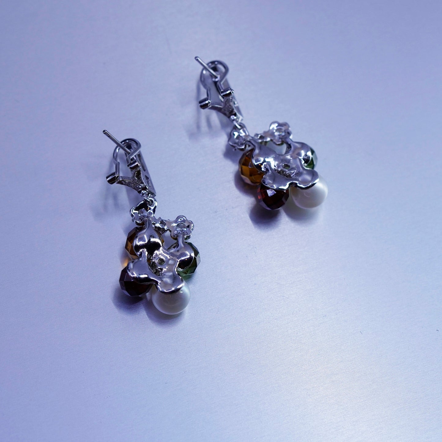 Sterling 925 silver handmade earrings with pearl citrine peridot garnet beads