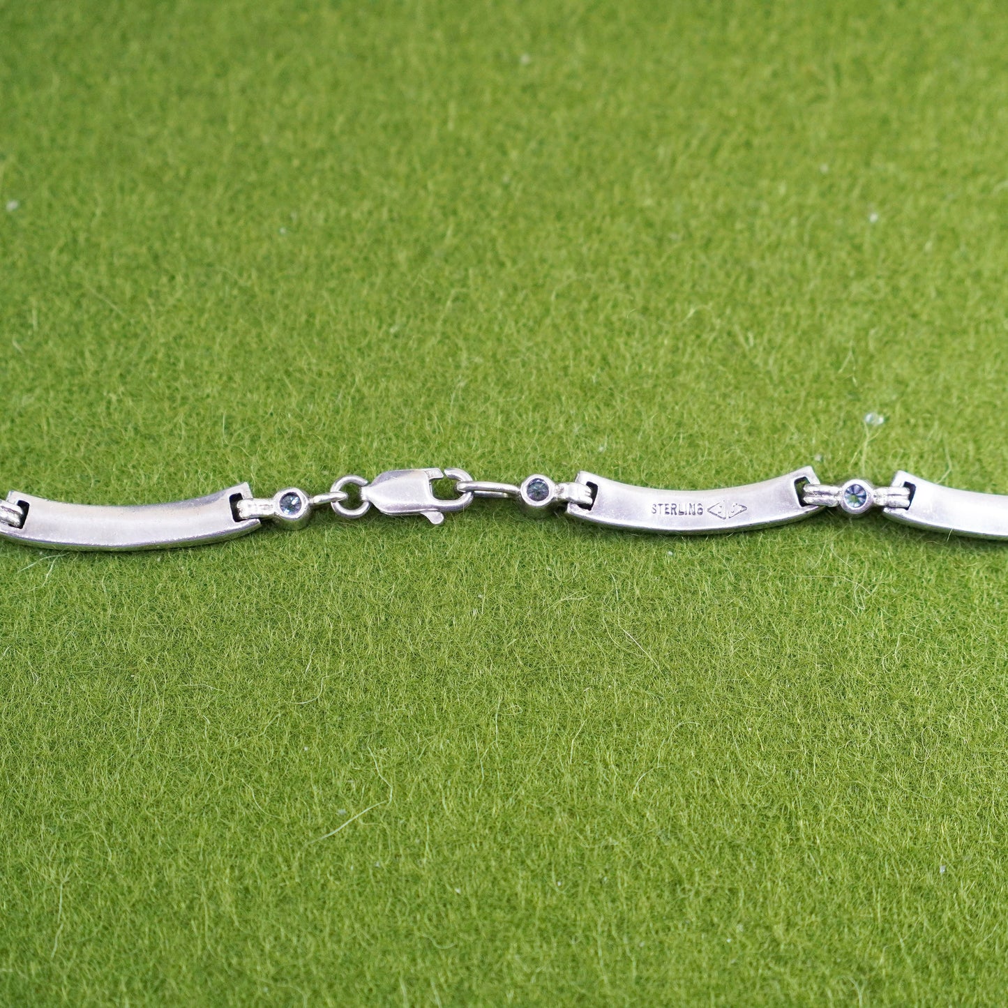 16”, Judith Jack sterling 925 silver necklace, bar chain with cz and marcasite
