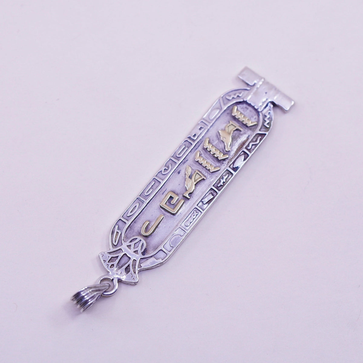 Vintage two tone Sterling silver handmade pendant, Egyptian 925 ankh pendant
