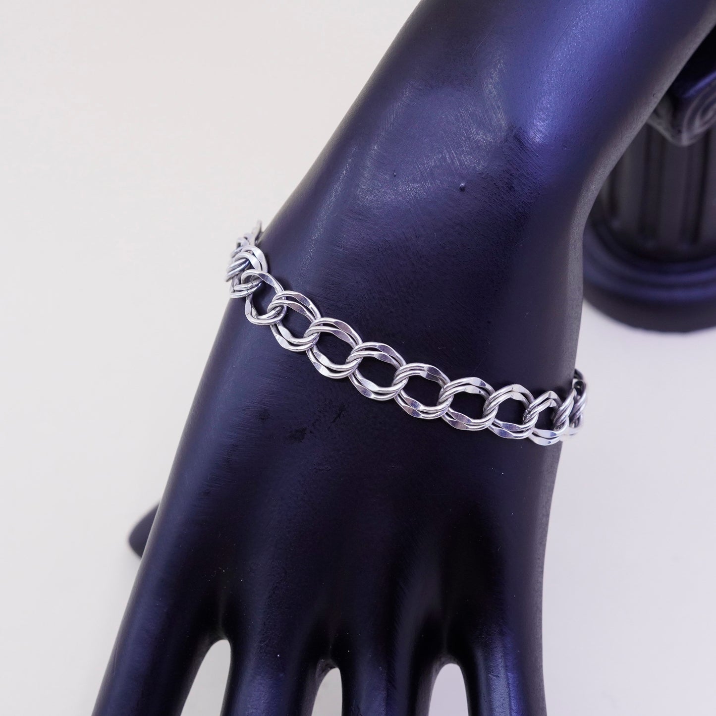 6.75”, 7mm, Vintage prochain Sterling silver double curb chain, 925 bracelet