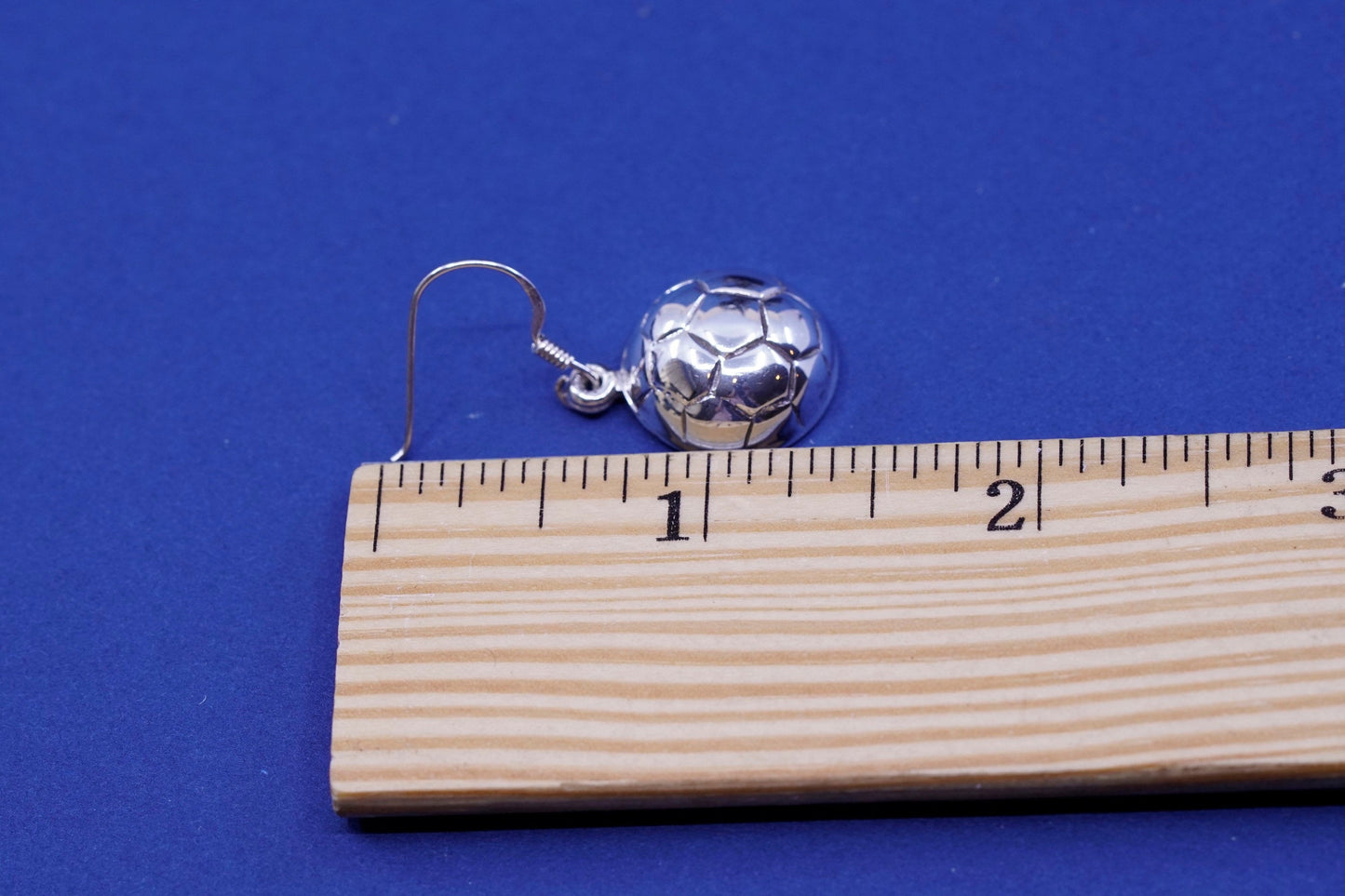 Vintage sterling silver handmade earrings, 925 football soccer dangle