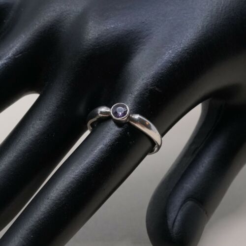 Sz 6, Sterling Silver handmade Ring, 925 Ring W/ amethyst, stamped 925 SU