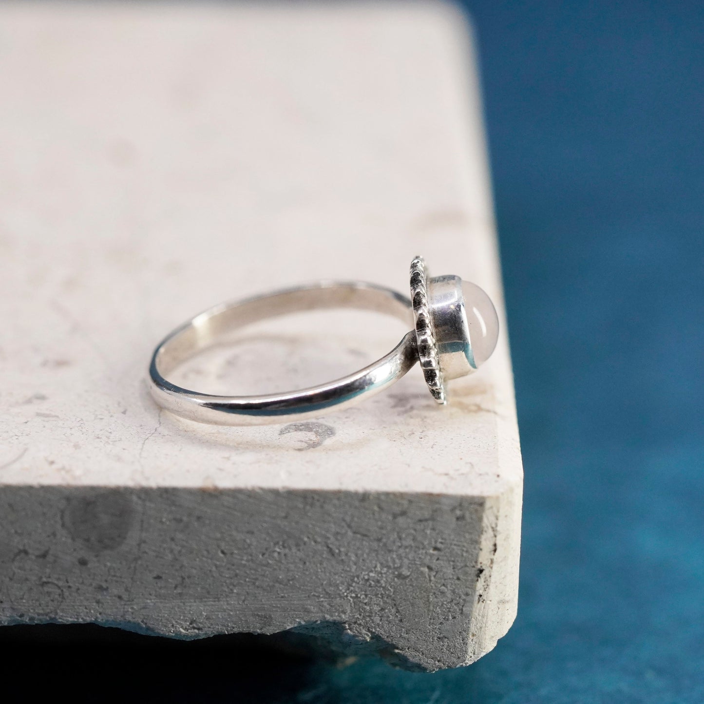 Size 9.5, vintage Sterling silver handmade ring, 925 band with moonstone