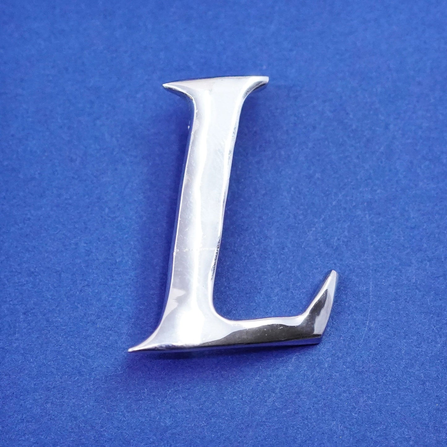 Vintage sterling silver handmade brooch, 925 initial “L” pin