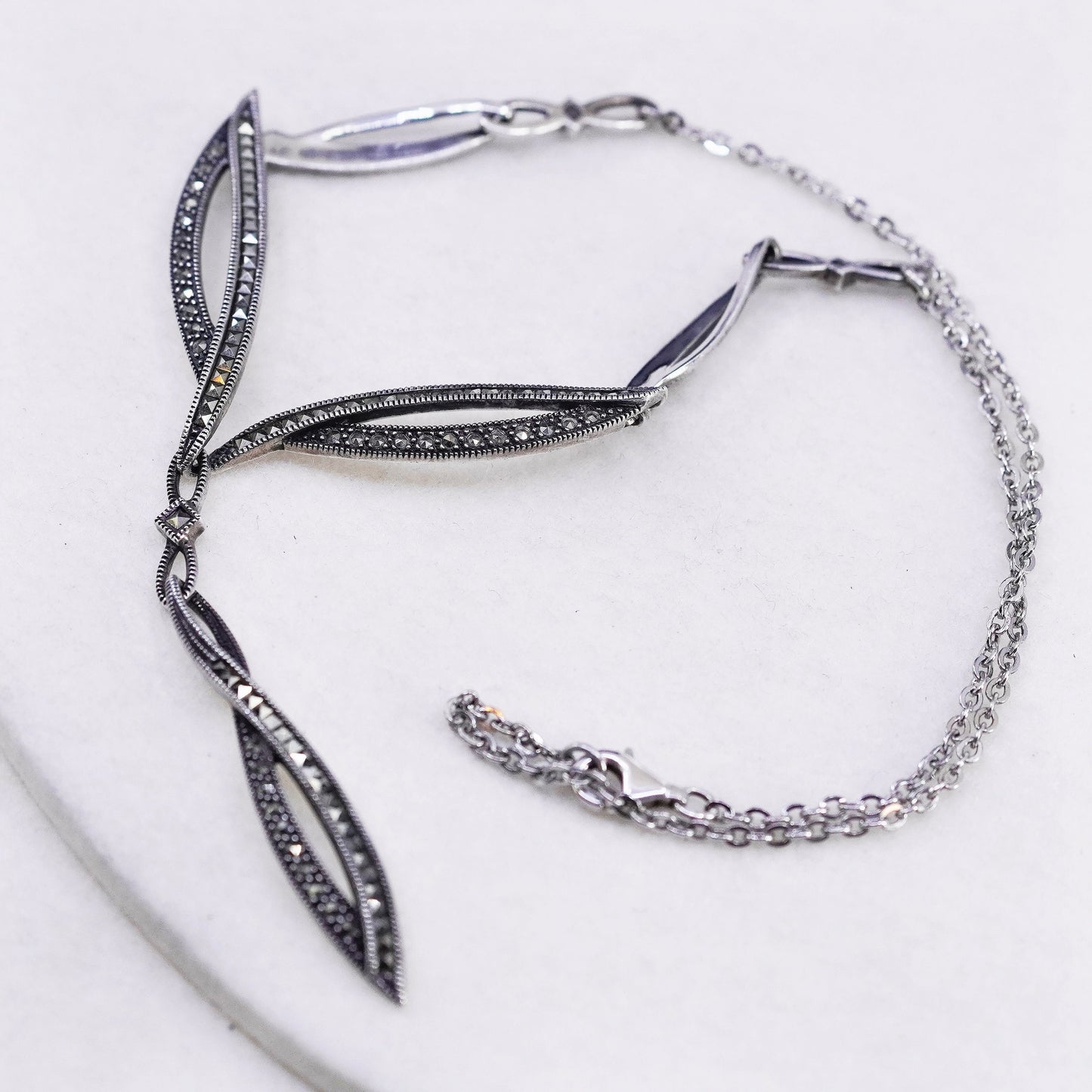 18”, Judith Jack Sterling 925 silver handmade pendant necklace with marquise
