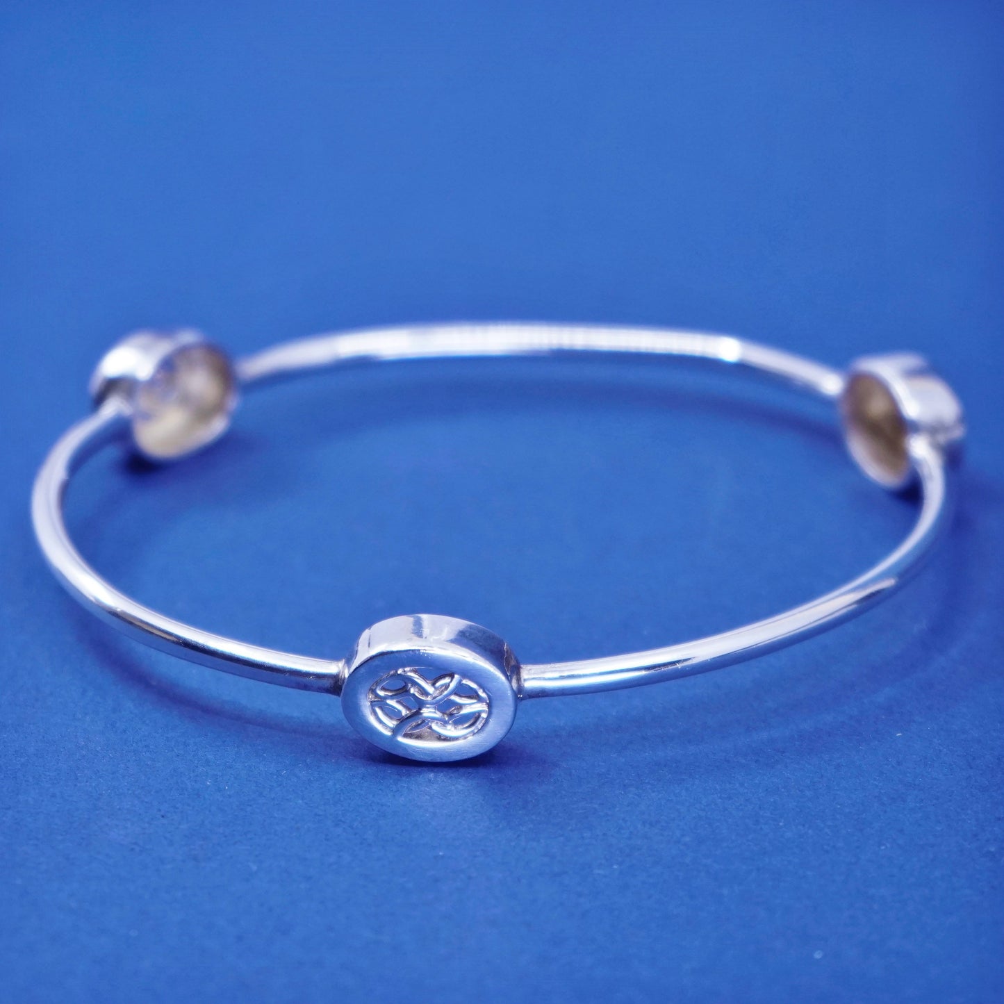 7.5”, vintage sterling silver handmade bracelet, 925 bangle with filigree