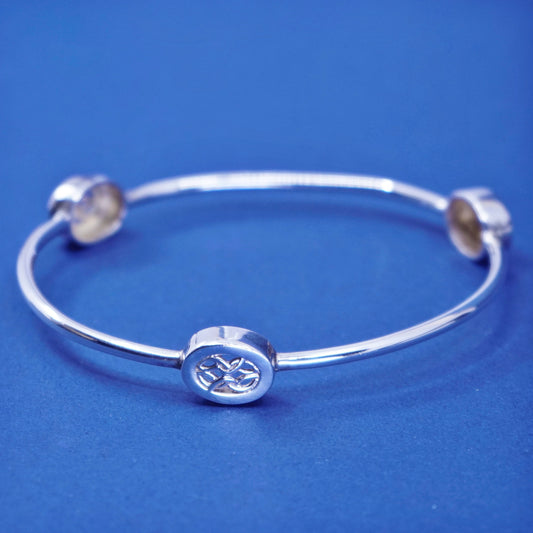 7.5”, vintage sterling silver handmade bracelet, 925 bangle with filigree