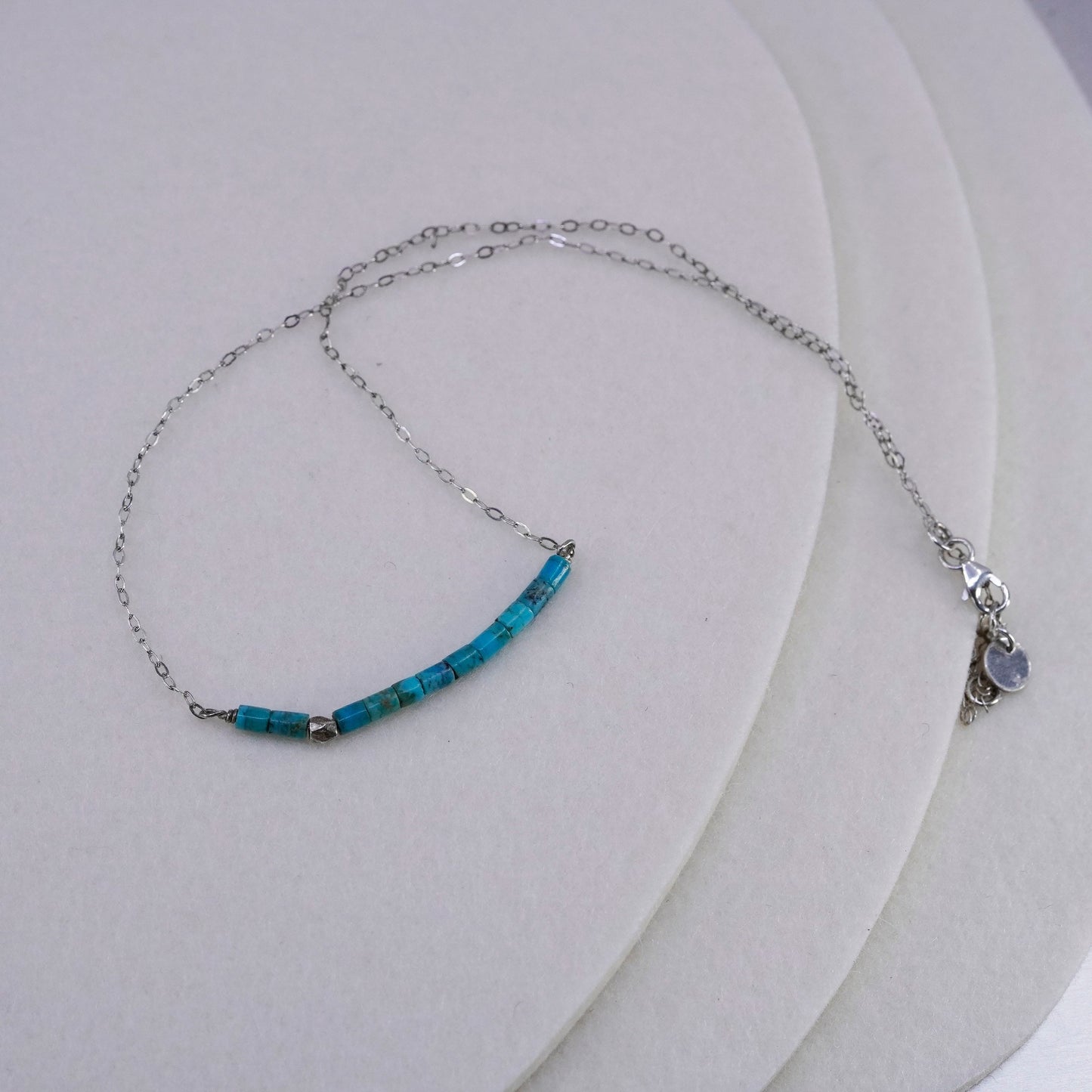 16+2”, Pura Vida Sterling 925 silver necklace with turquoise heishi pendant