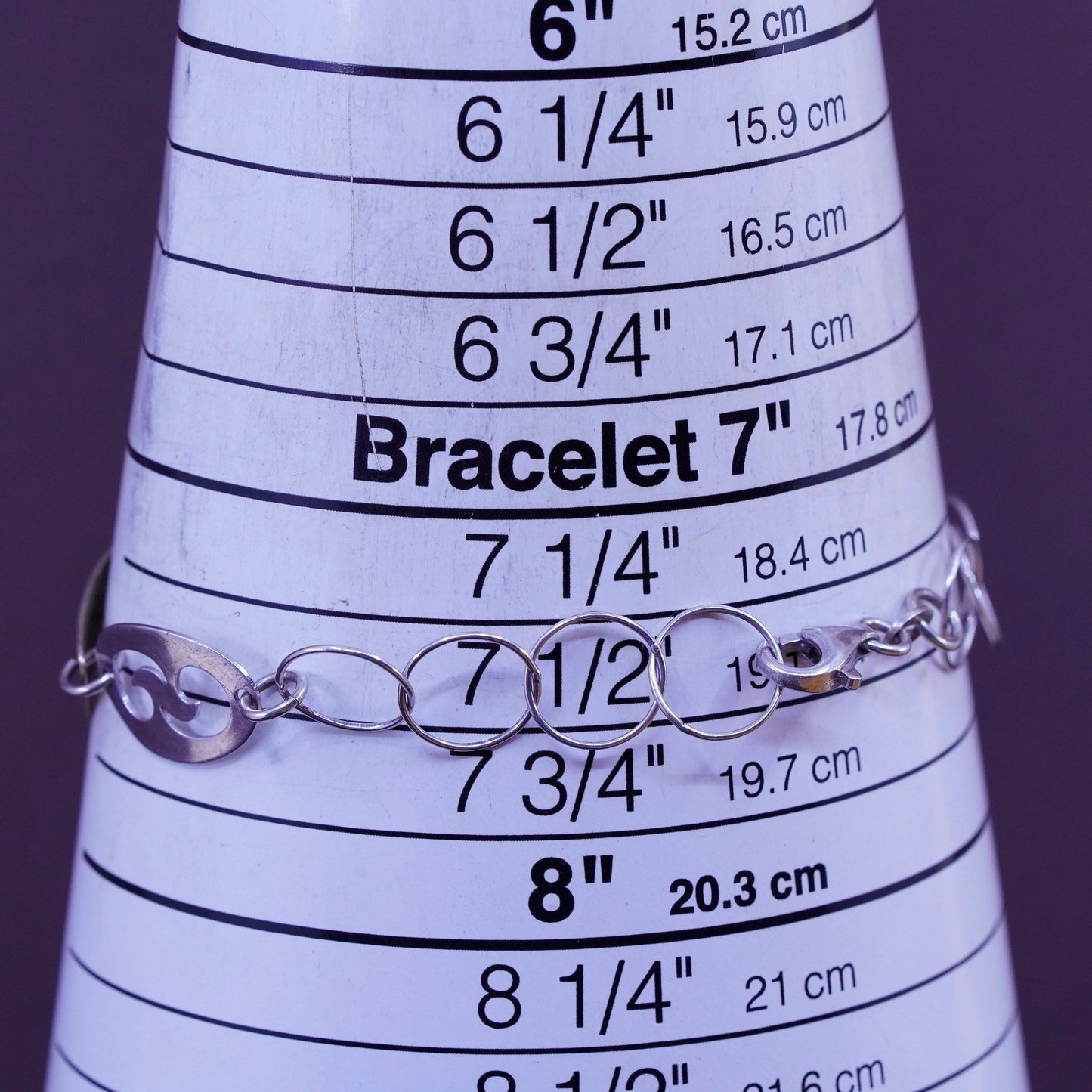 7.5”, vintage two tone Sterling silver handmade bracelet, 925 leafy chain