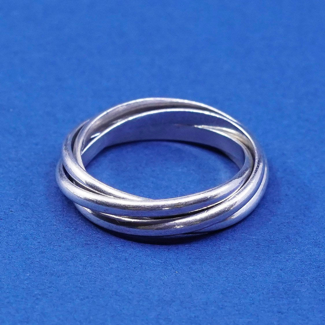 sz 6, vtg Sterling silver handmade ring, 925 entwined band