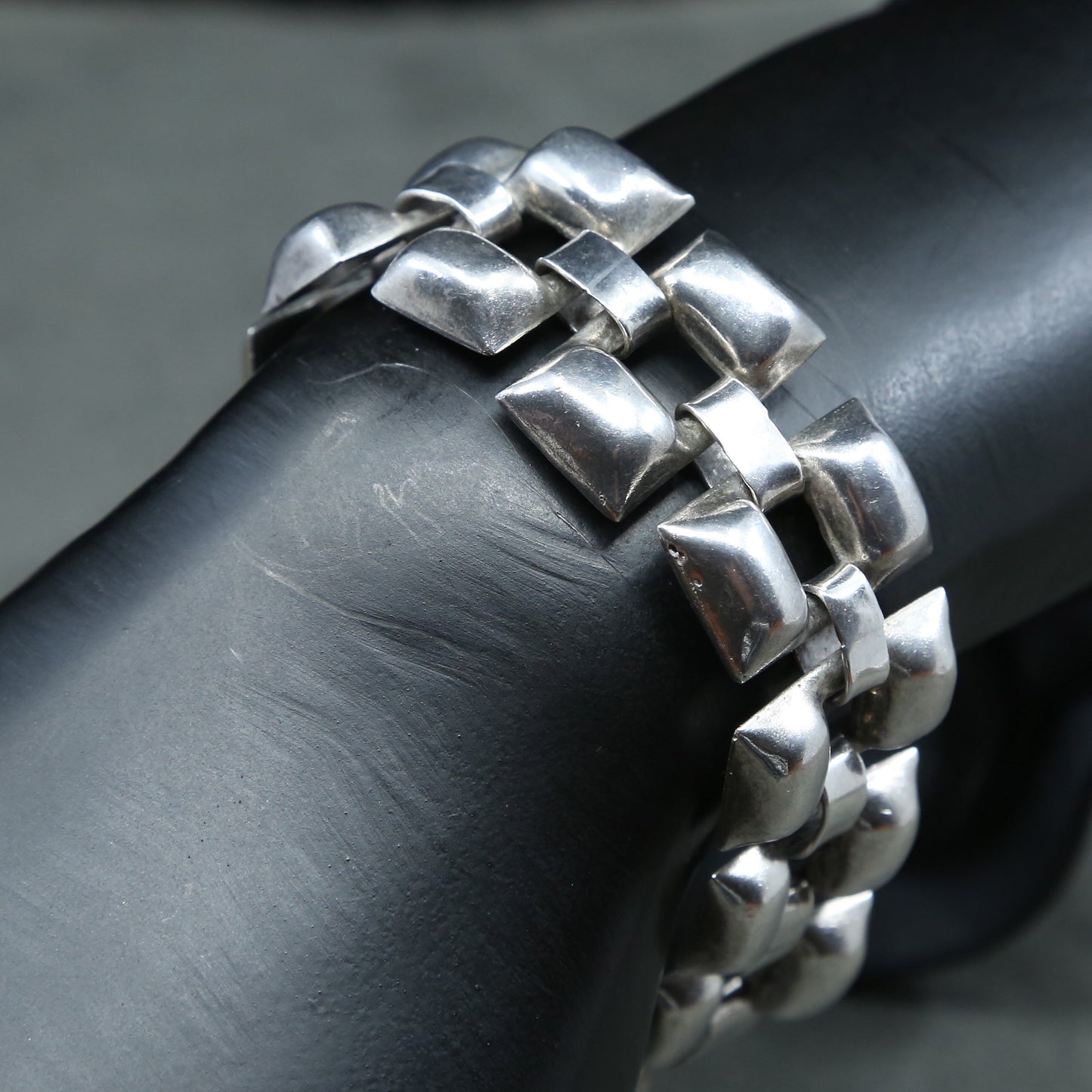 7”, vtg Sterling silver handmade bracelet, mexico 925 nugget link bracelet