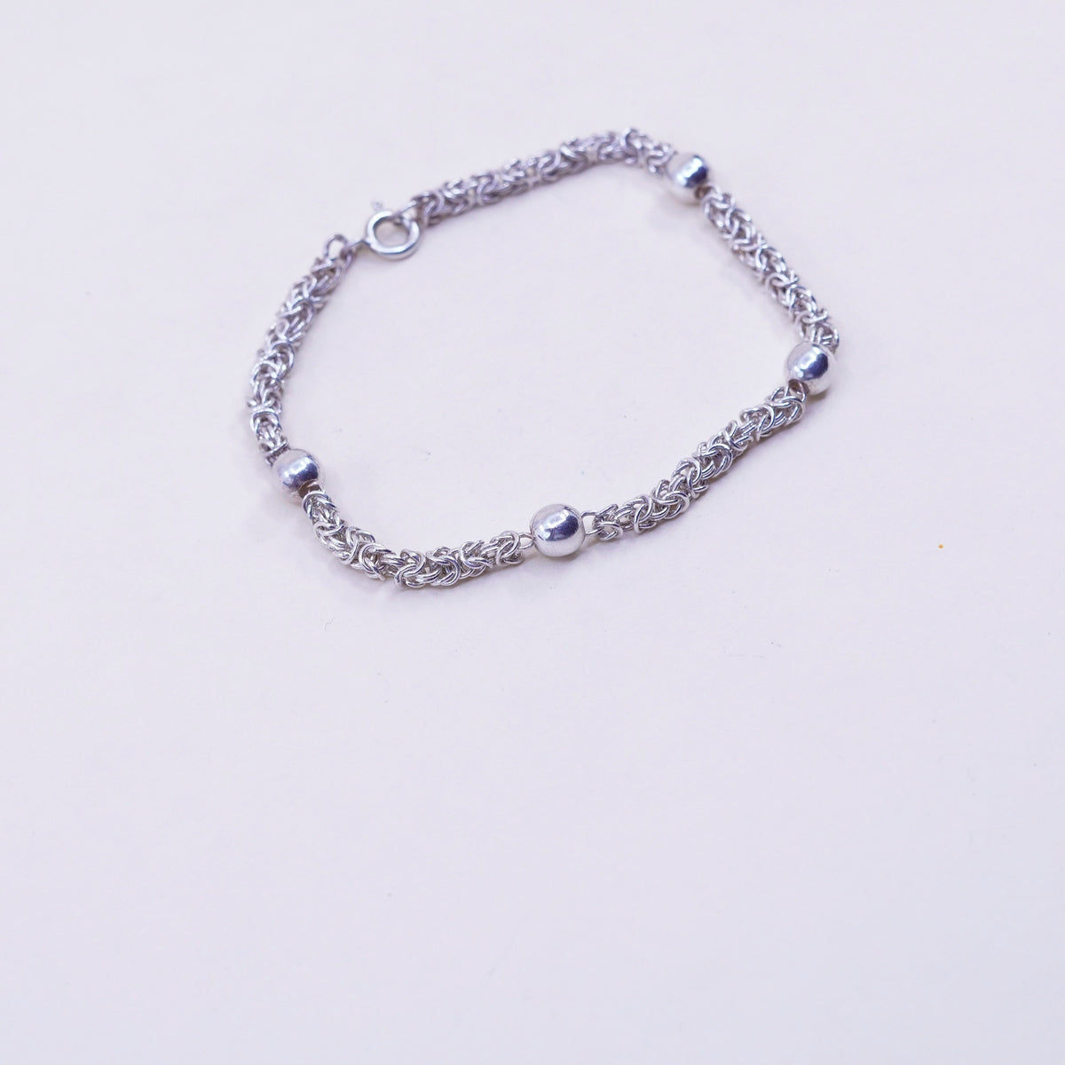 8”, vintage bold Sterling silver handmade bracelet, 925 Byzantine, birdcage