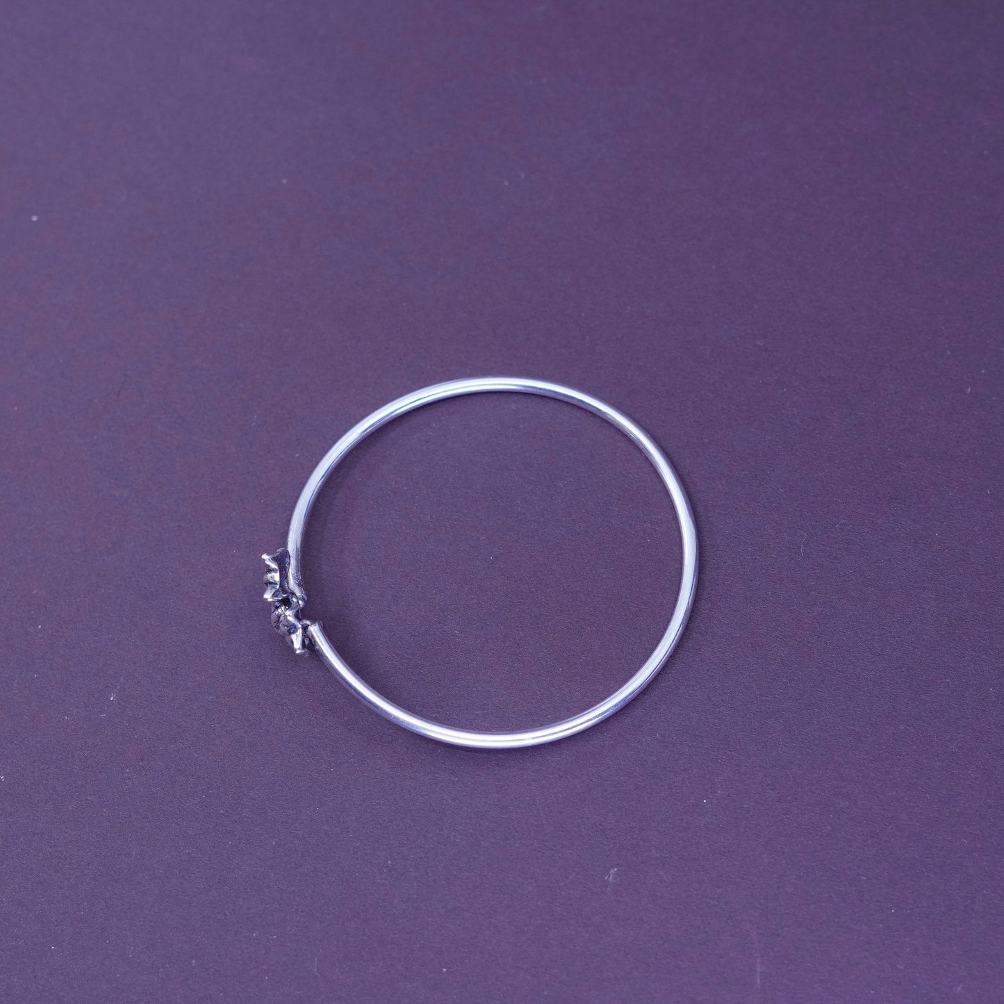 6.25”, modern Sterling silver handmade bracelet, 925 wrap bangle with cats