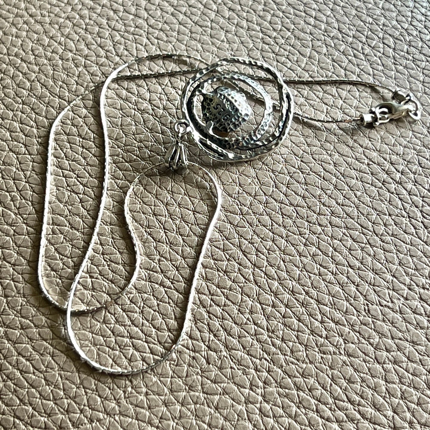 18”, Israel Shablool Didae sterling silver 925 necklace, snake pearl pendant