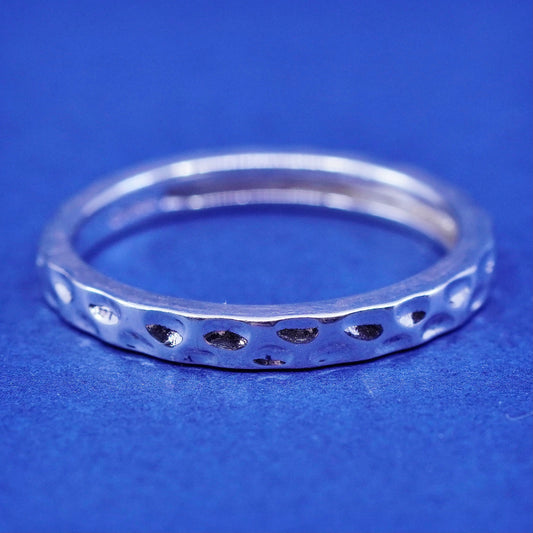 Size 7, vintage Sterling silver handmade ring, hammered 925 wedding band