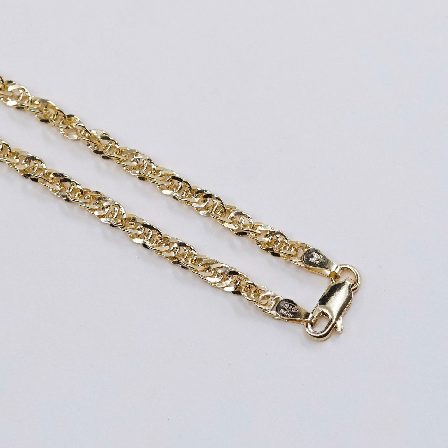 30”, 3mm, Milor vermeil gold sterling silver Italy 925 singapore chain necklace