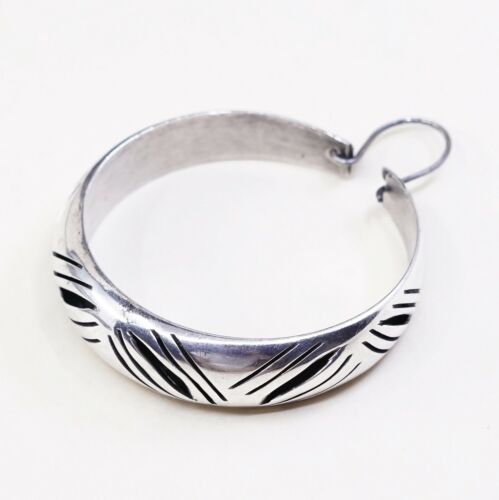 1.5”, Vtg Sterling Silver Handmade Earrings, Lightwight 925 Silver Hoops, Huggie