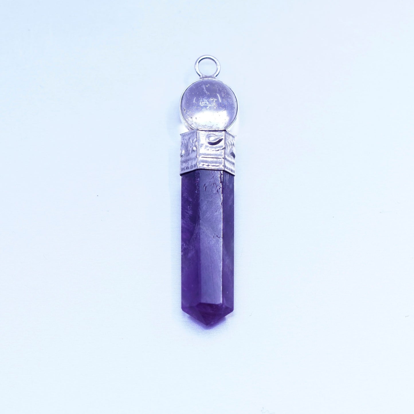antique sterling 925 silver healing crystal pendant with amethyst