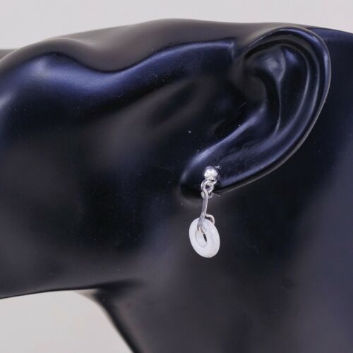 Vintage Handmade Sterling Silver Earrings, 925 silver W/ Howlite Circle Dangle