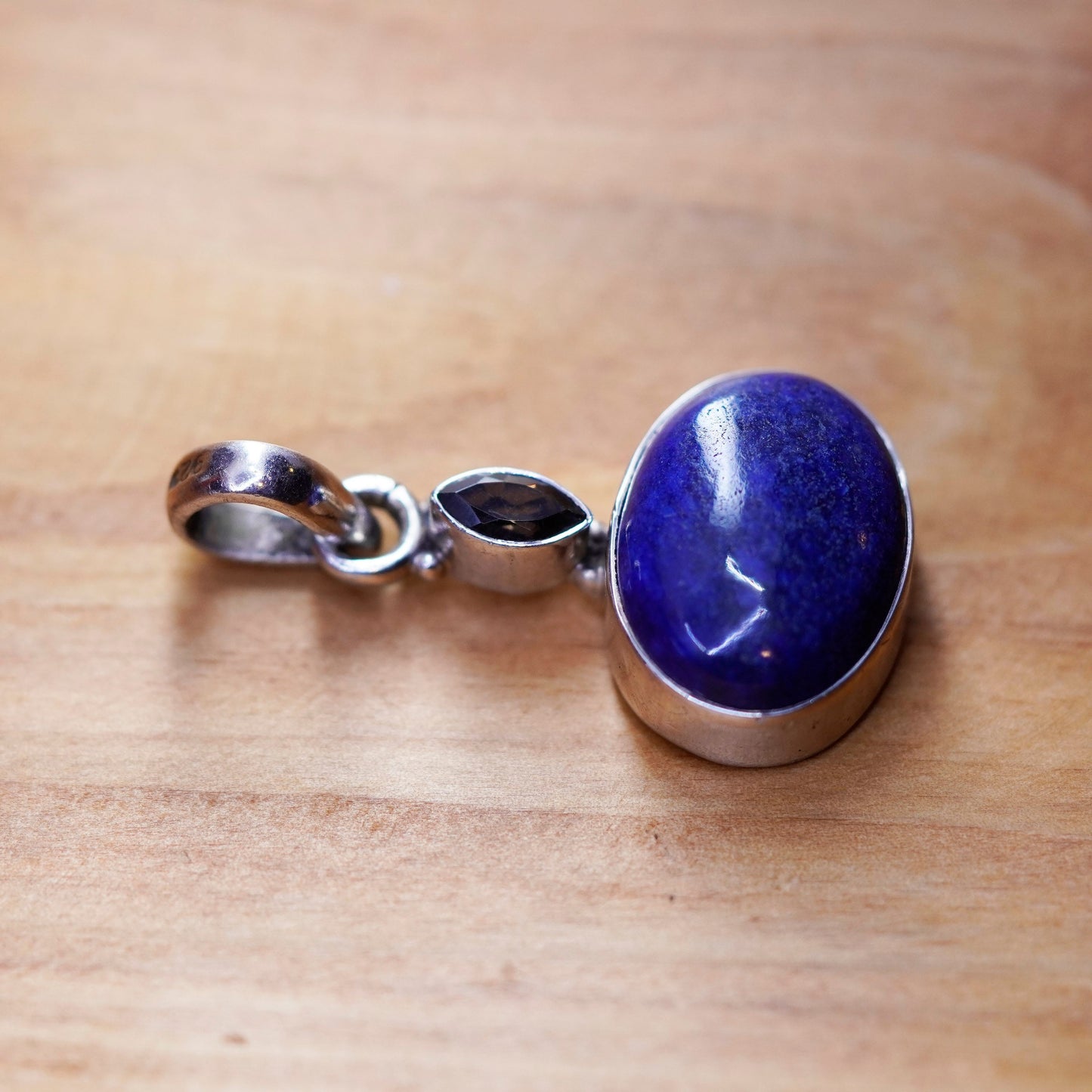 southwestern Sterling silver handmade pendant with lapis lazuli and amethyst