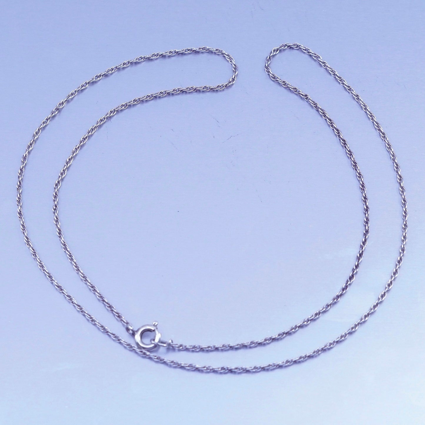 18” 1mm, vintage Italy Sterling 925 silver Singapore rope chain necklace