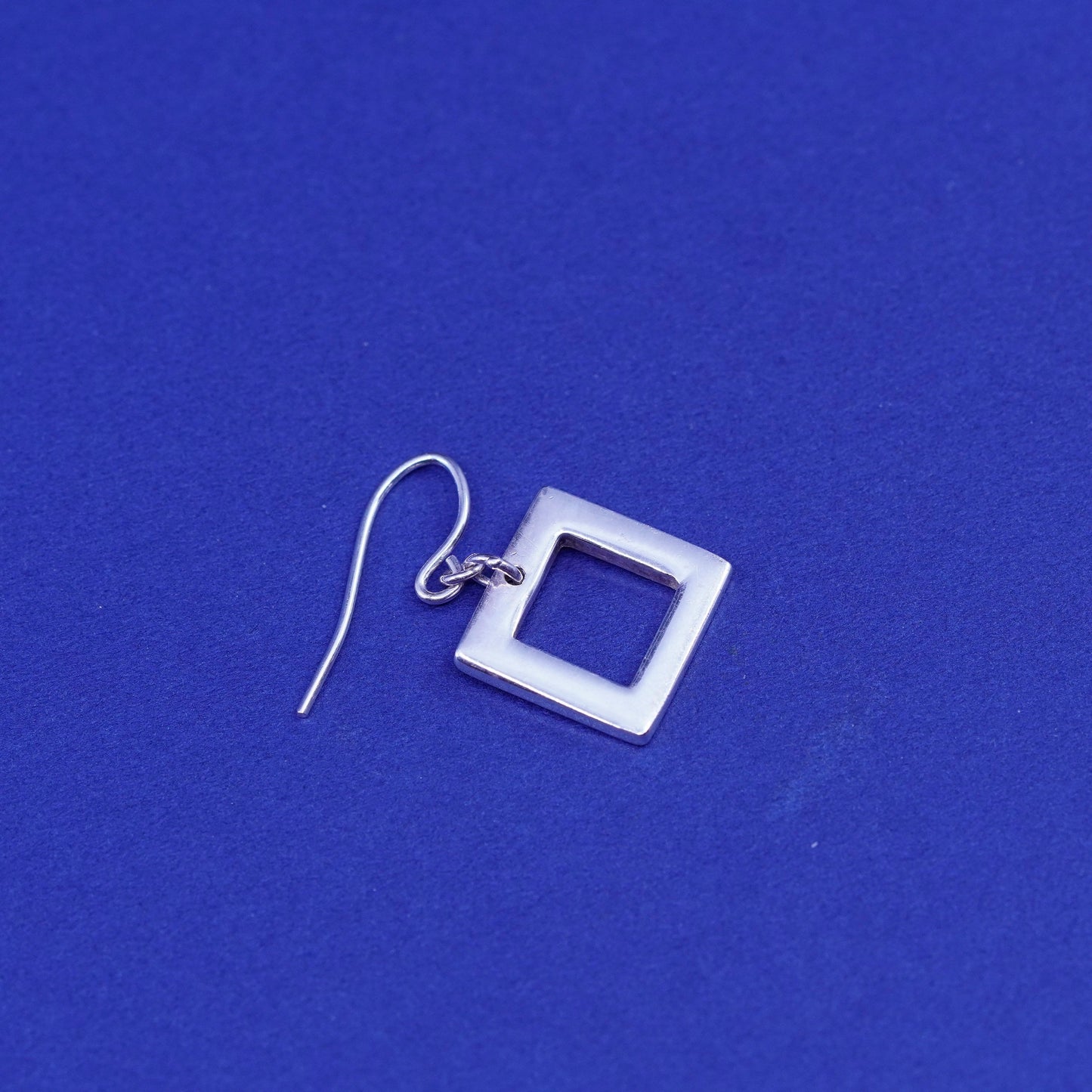 Vintage sterling 925 silver handmade square dangles earrings