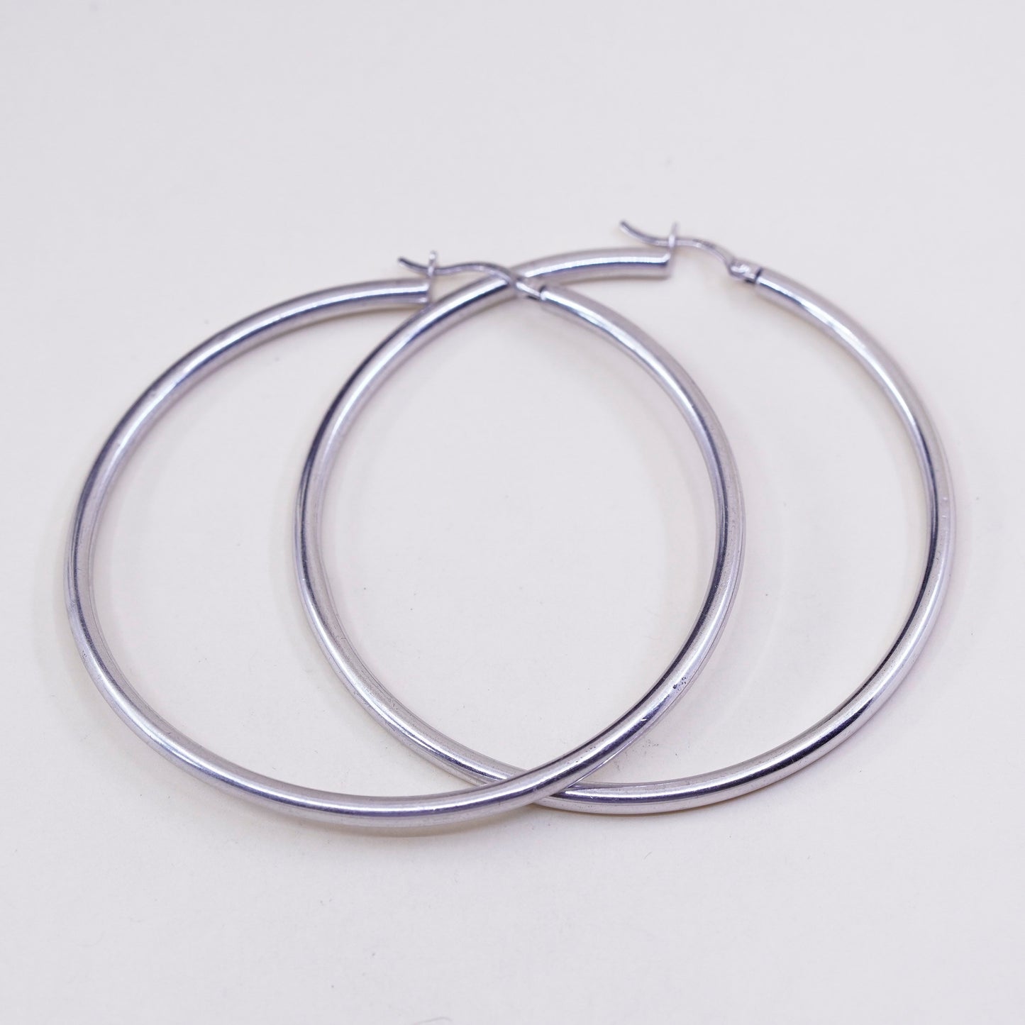 2.5”, vintage ATI sterling silver handmade earrings, 925 huge textured hoops
