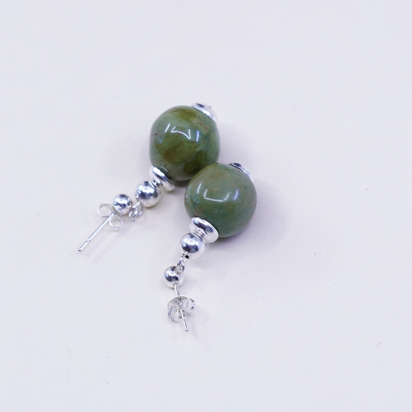 Vintage Sterling 925 silver handmade earrings with turquoise bead
