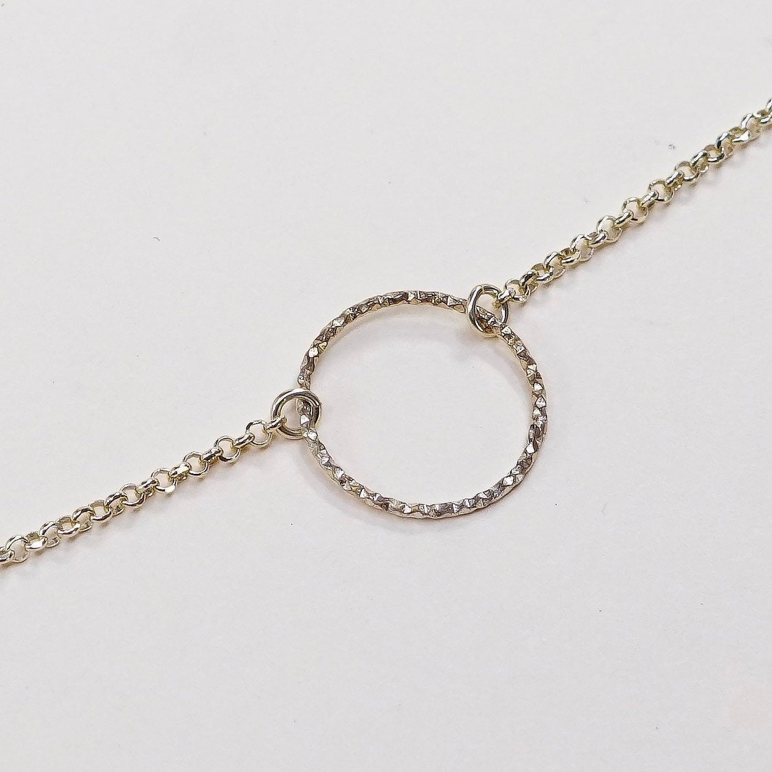 16"+2”, 1mm, gold sterling silver necklace, 925 circle chain w/ circle pendant