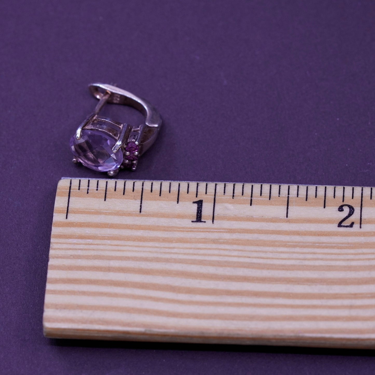 0.5”, Vermeil rose gold over Sterling silver hoops, 925 huggie earrings Cz ruby