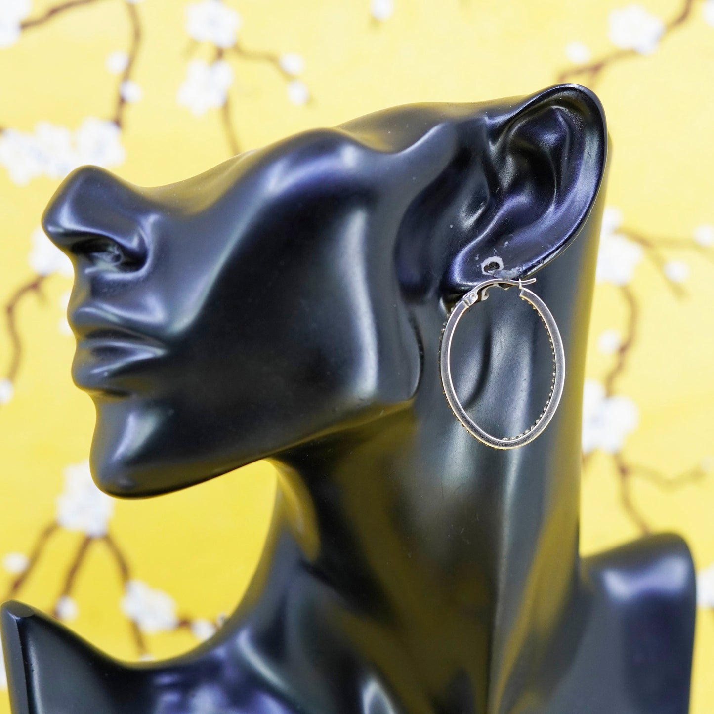 1.25”, SLC Sterling silver handmade earrings, 925 hoops with cluster crystal