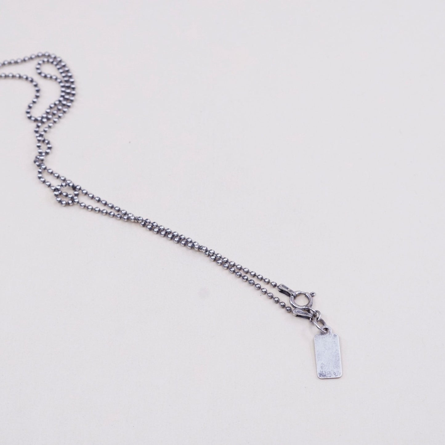 16”, 1mm, Vintage israel megiddo sterling silver beads chain, 925 necklace