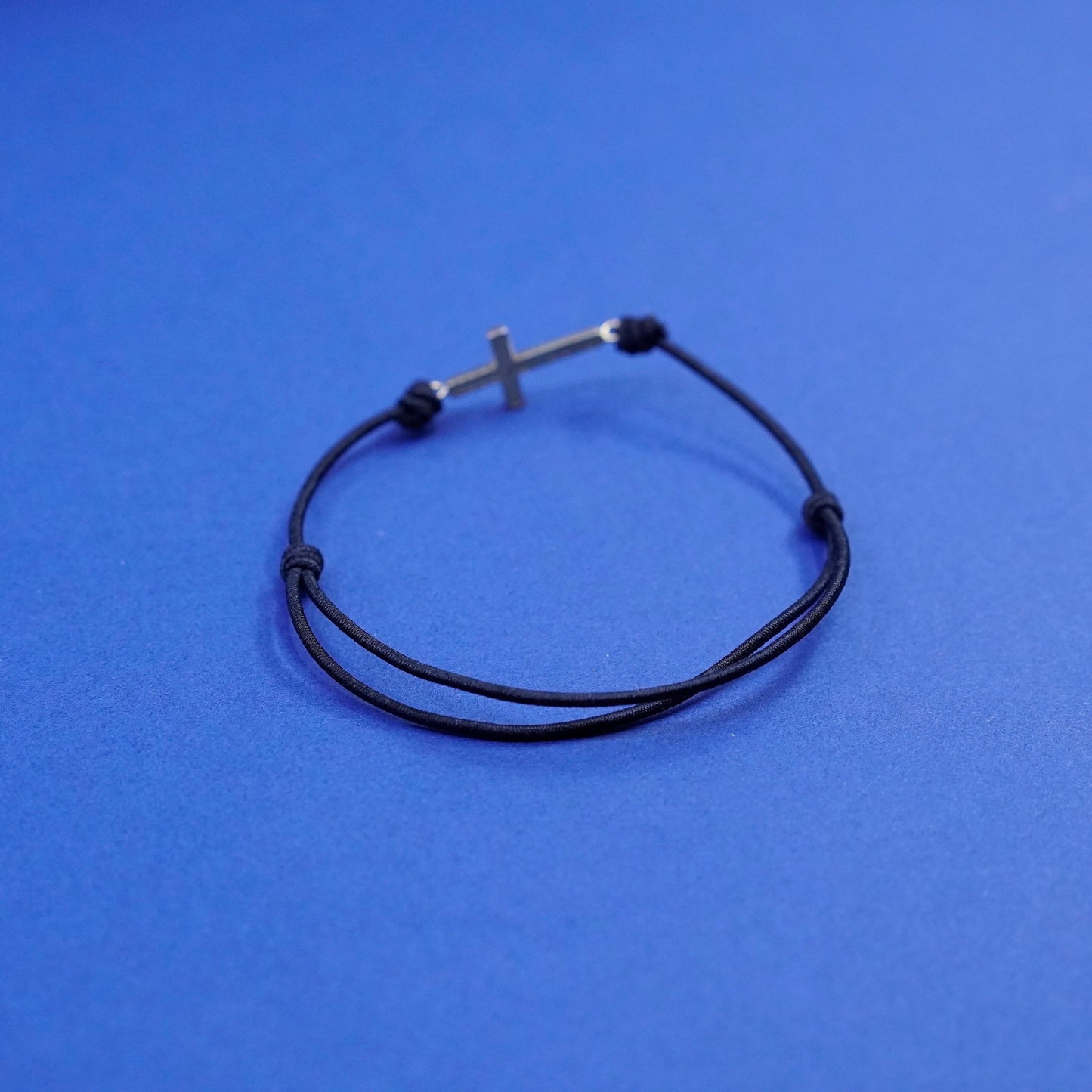 Size adjustable, JCM bracelet, linen thread vermeil gold sterling silver cross