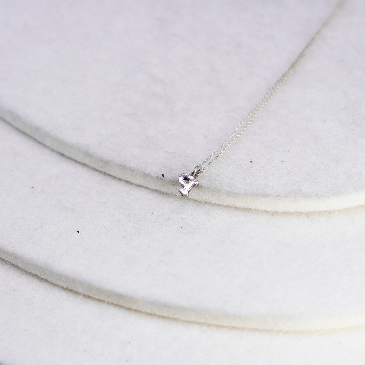 16”, Sterling silver necklace, 925 circle chain with initial letter P pendant