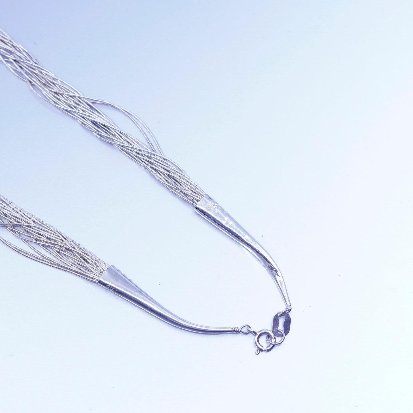 18”, liquid Sterling silver 20 strands necklace, Native American handmade chain